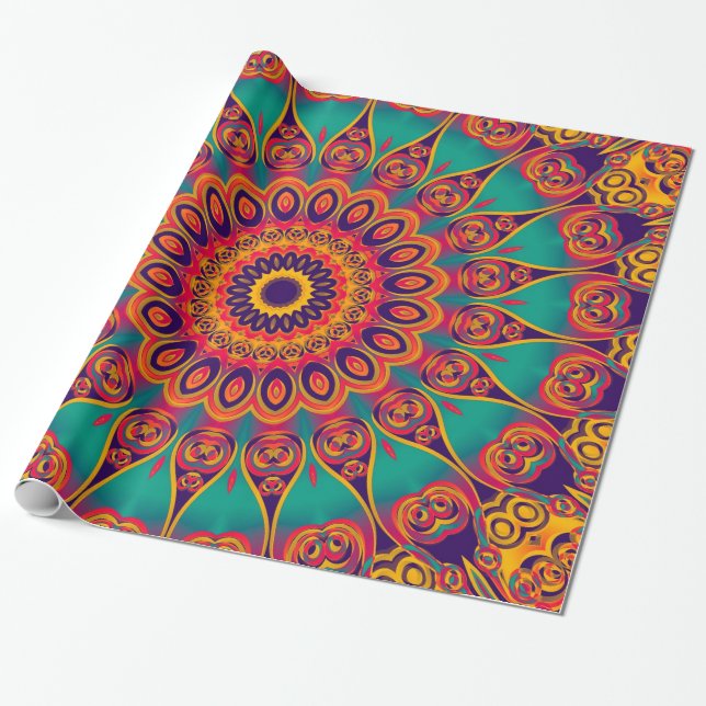 Tattoo Kaleidoscope Fractal Wrapping Paper (Unrolled)