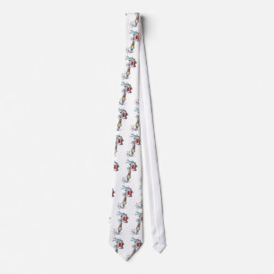 Tattoo Machine White Silky Tie