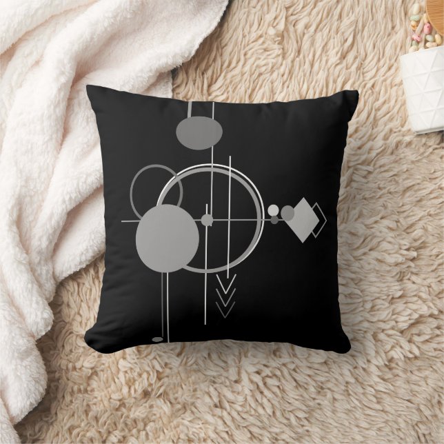 Tattoo Modern Art Deco | Black and Grey Minimalism Cushion (Blanket)