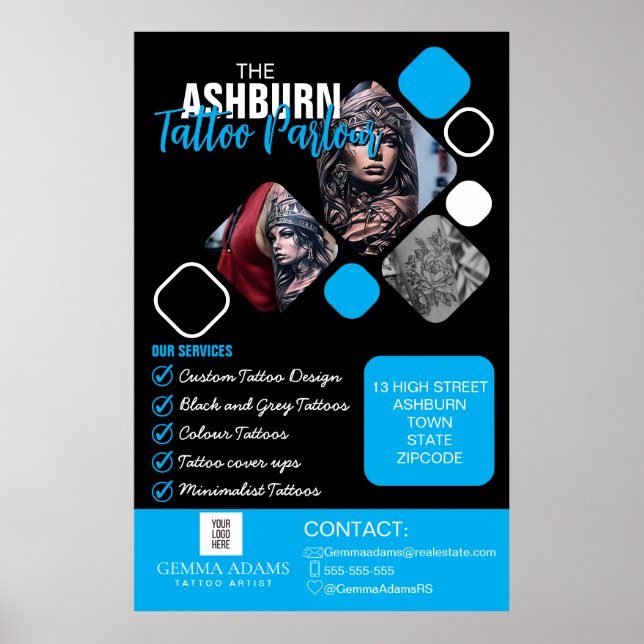 Tattoo Parlour Poster - Custom Black blue (Front)