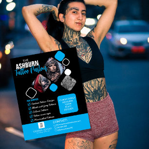 Tattoo Parlour Poster - Custom Black blue Flyer