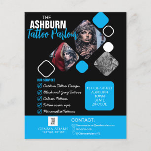Tattoo Parlour Poster - Custom Black blue Flyer