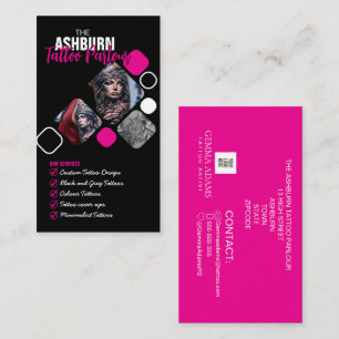 Tattoo Parlour Poster - Custom Black pink Business Card