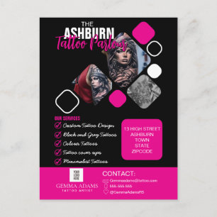 Tattoo Parlour Poster - Custom Black pink Postcard
