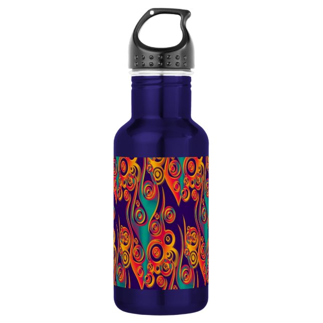 Tattoo Pattern Art - flames & circles 532 Ml Water Bottle (Front)