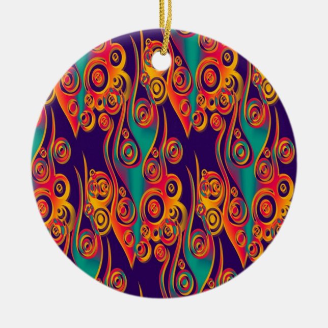 Tattoo Pattern Art - flames & circles Ceramic Ornament (Front)