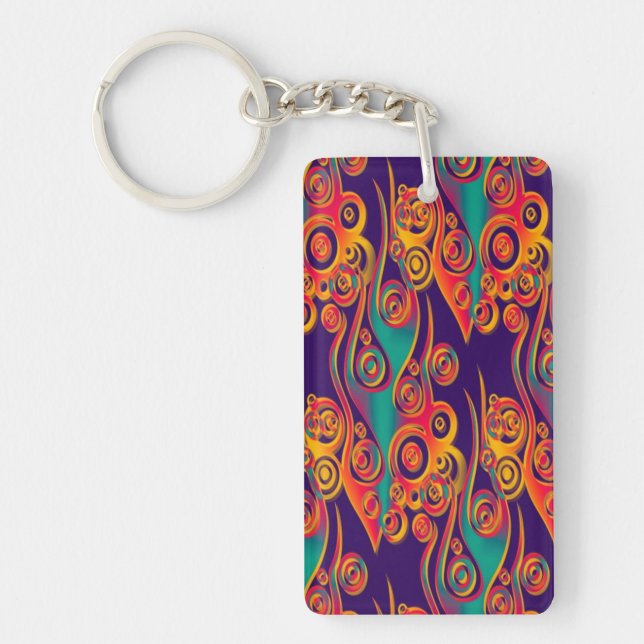 Tattoo Pattern Art - flames & circles Key Ring (Front)