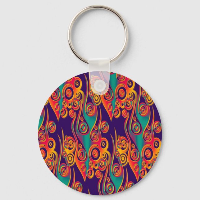 Tattoo Pattern Art - flames & circles Key Ring (Front)