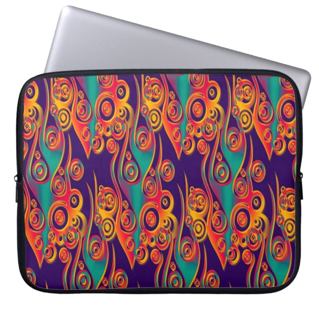 Tattoo Pattern Art - flames & circles Laptop Sleeve (Front)