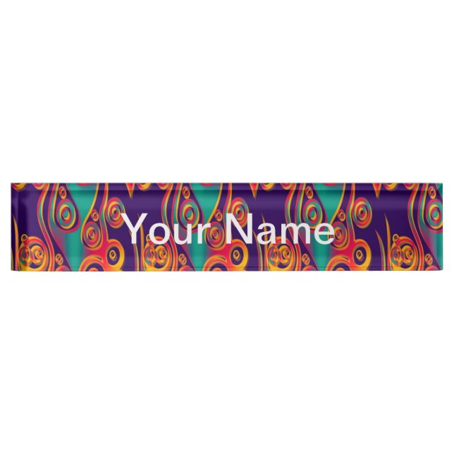 Tattoo Pattern Art - flames & circles Nameplate (Front)
