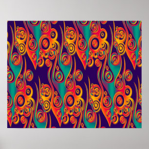 Tattoo Pattern Art - flames & circles Poster