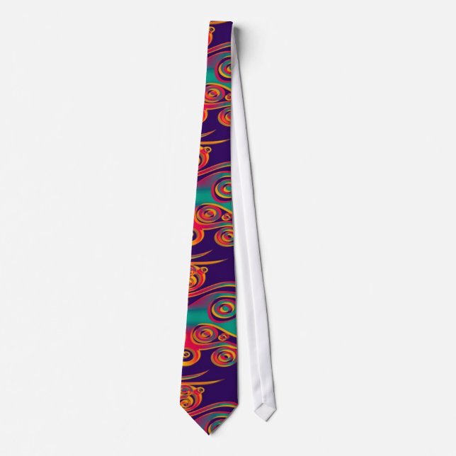 Tattoo Pattern Art - flames & circles Tie (Front)