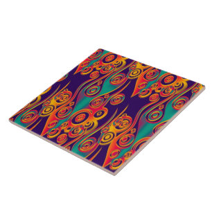 Tattoo Pattern Art - flames & circles Tile
