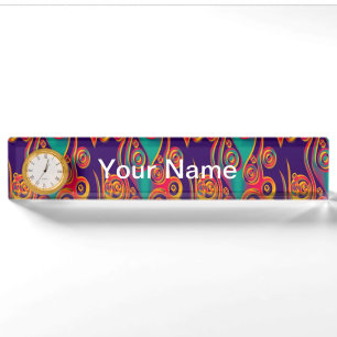 Tattoo Pattern Art - flames & circles + your text Nameplate