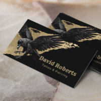 Tattoo & Piercing Black Crow Gold Brushstroke