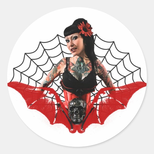 Tattoo Pin Up Classic Round Sticker (Front)