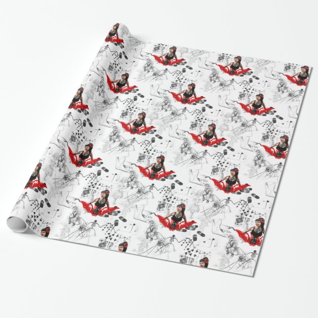 Tattoo Pin Up Wrapping Paper (Unrolled)