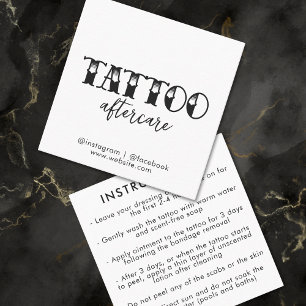 Tattoo Professional Artist Aftercare Instructions Square Business Card