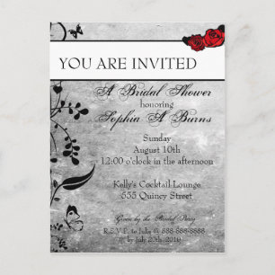 Tattoo Rose and Fluers Bridal Shower Invitation Postcard