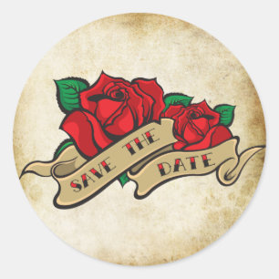 Tattoo Rose Rockabilly Save the Date Wedding Seals