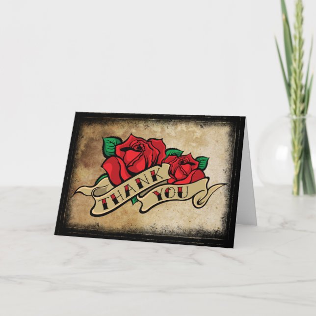 Tattoo Rose Thank You Card (Front)