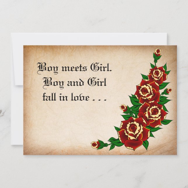 Tattoo Rose Wedding Invitation (Front)