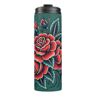 Tattoo Roses Red Rose Flower Art Thermal Tumbler