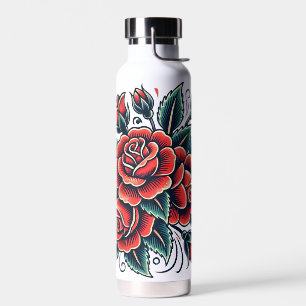 Tattoo Roses Red Rose Flower Art                   Water Bottle
