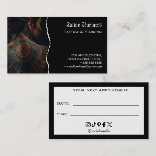 Tattoo Salon Appointment Reminder Business Card