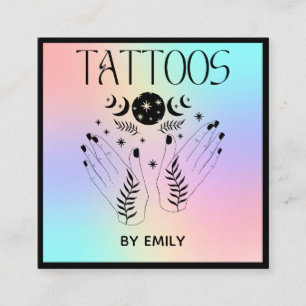 Tattoo Salon Mystical Holographic Square Business Card