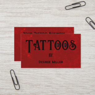 Tattoo Shop Red Black Creative Skull  Business Card