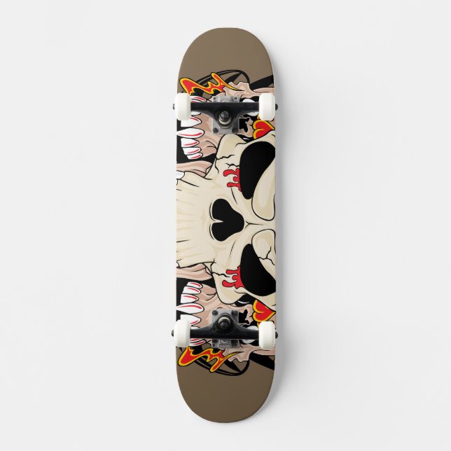 Tattoo Skull Eight Ball Old School Skateboard (Front)