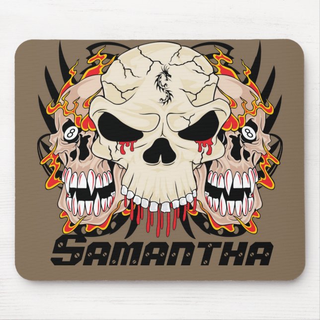Tattoo Skull Eight Ball Personalised Mousepad (Front)