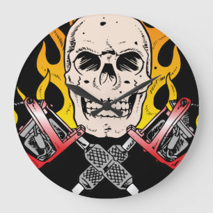 Tattoo Skull Large Clock