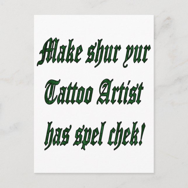 Tattoo Spell Check Postcard (Front)
