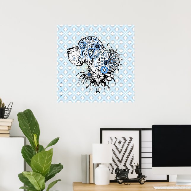 Tattoo Stil Doggen Portrait Poster (Home Office)