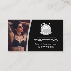 Tattoo Studio Black Photo Business Card