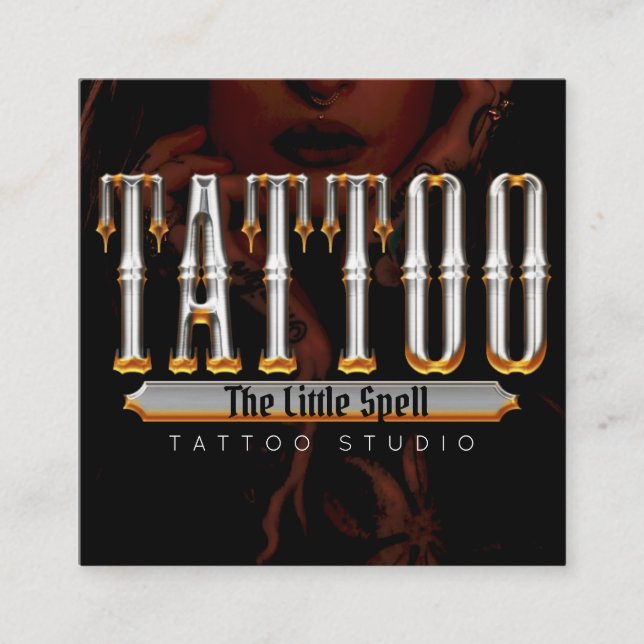 Tattoo Studio Tattoo Artist Square Business Card (Front)