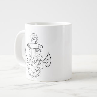 Tattoo style anchor large coffee mug