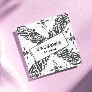 Tattoo Style Calligraphy Cool Typography Modern  Square Business Card
