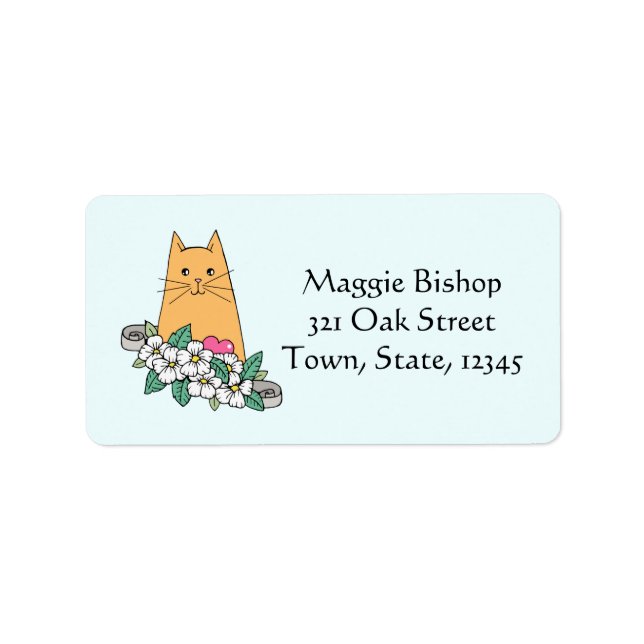 Tattoo Style Cat Return Address Label (Front)
