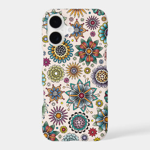 Tattoo Style Flower Doodle Pattern