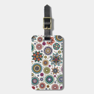 Tattoo Style Flower Doodle Pattern Luggage Tag