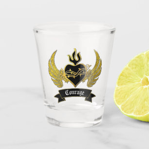 Tattoo Style Heart Wings Your Text Shot Glass