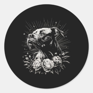 Tattoo Style Lover American Staffordshire Terrier Classic Round Sticker
