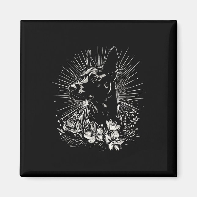 Tattoo Style Lover Belgian Malinois Retro Dog _1  Magnet (Front)