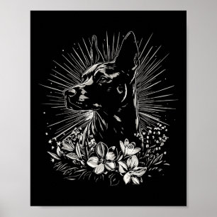 Tattoo Style Lover Belgian Malinois Retro Dog _1 Poster