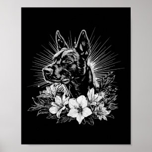 Tattoo Style Lover Belgian Malinois Retro Dog Poster