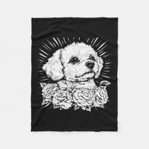 Tattoo Style Lover Bichon Frise Retro Dog Fleece Blanket