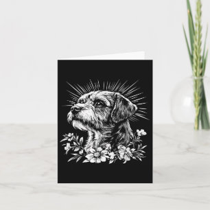 Tattoo Style Lover Border Terrie Retro Dog _1  Card